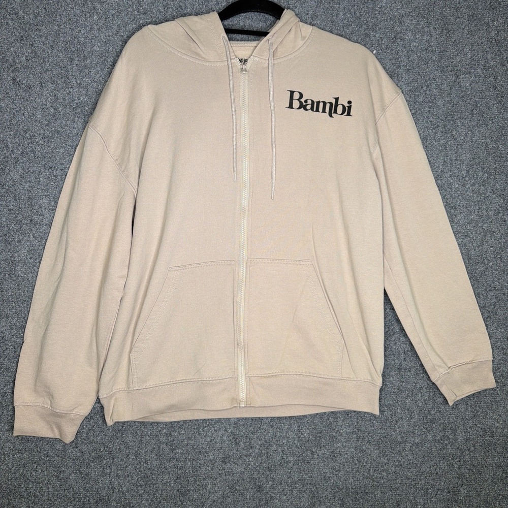 Disney Bambi Forest Friends Full Zip Hoodie Beige Size Large